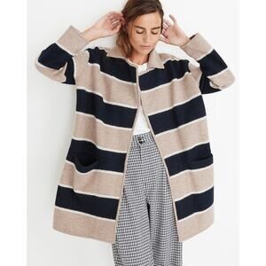 Madewell 100% Merino Wool Striped Ballard Sweater Coat NWT Size Small